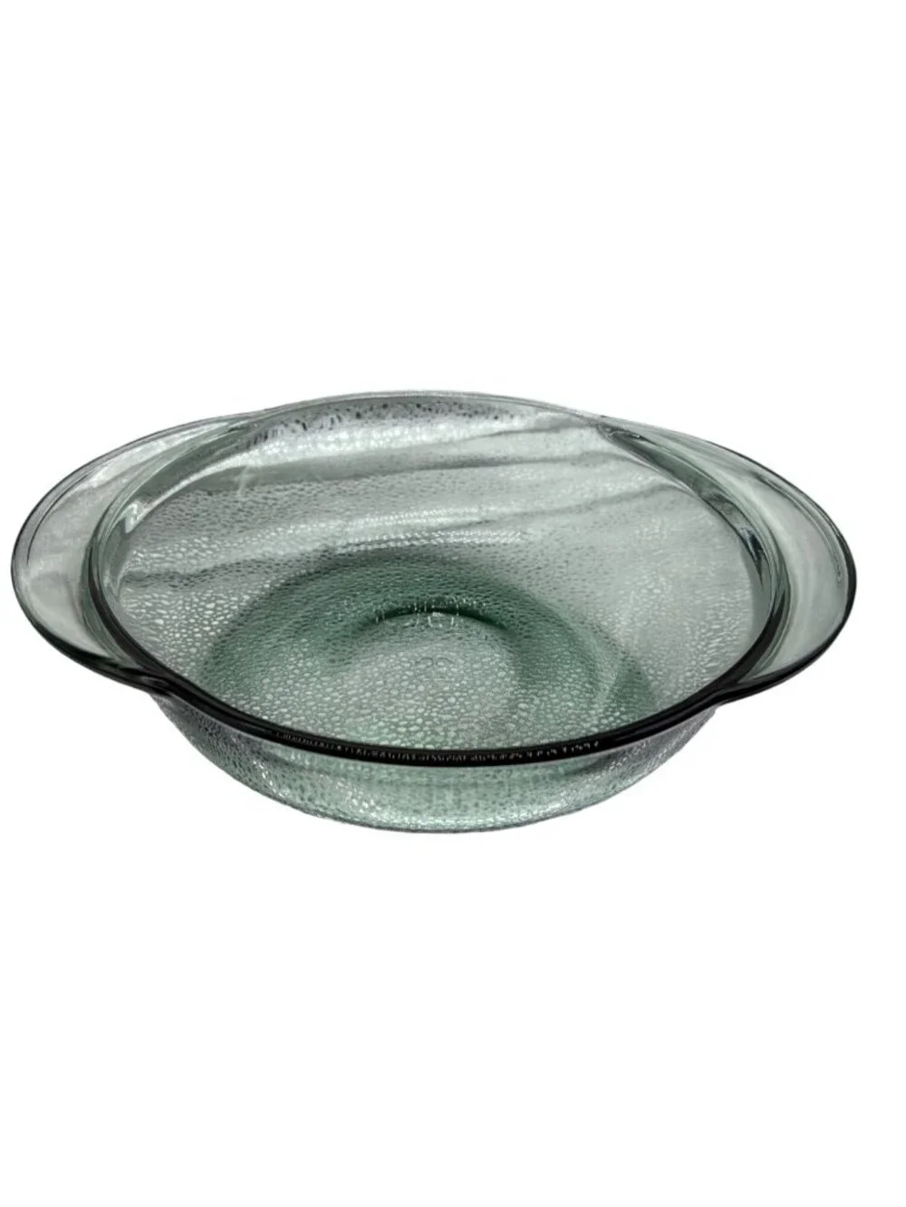 Anchor Hocking Vintage Green Glass Covered Casserole Dish 2 Quart Textured Bubbl